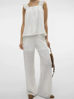 Vero Moda Hosen*VMTHAS NW WIDE PANT JRS GA VO Snow White