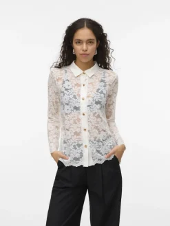 Vero Moda Blusen*VMTILLE LS LACE SHIRT TOP JRS EXP Snow White