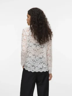 Vero Moda Blusen*VMTILLE LS LACE SHIRT TOP JRS EXP Snow White