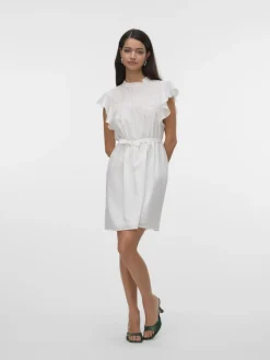 Vero Moda Kleider*VMTRINE SL SHORT LACE DRESS WVN NOOS Snow White