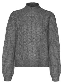 Vero Moda Pullover & Sweatshirts*VMUNIVERSE LS HIGHNECK PULLOVER GA BF Medium Grey Melange