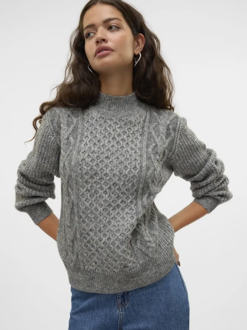 Vero Moda Pullover & Sweatshirts*VMUNIVERSE LS HIGHNECK PULLOVER GA BF Medium Grey Melange