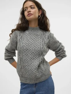 Vero Moda Pullover & Sweatshirts*VMUNIVERSE LS HIGHNECK PULLOVER GA BF Medium Grey Melange