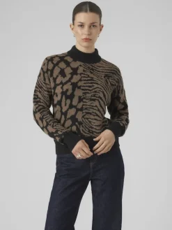 Vero Moda Pullover & Sweatshirts*VMVERA ANIMAL LS HIGHNECK PULLOVER BF Black