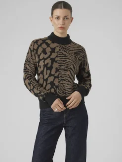 Vero Moda Pullover & Sweatshirts*VMVERA ANIMAL LS HIGHNECK PULLOVER BF Black