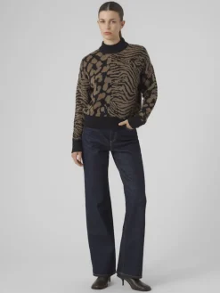 Vero Moda Pullover & Sweatshirts*VMVERA ANIMAL LS HIGHNECK PULLOVER BF Black