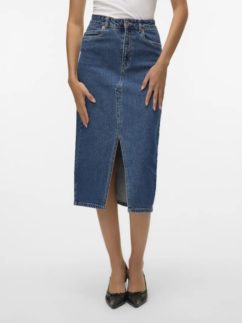Vero Moda Röcke*VMVERI HR CALF DENIM SKIRT GA MIX NOOS Medium Blue Denim