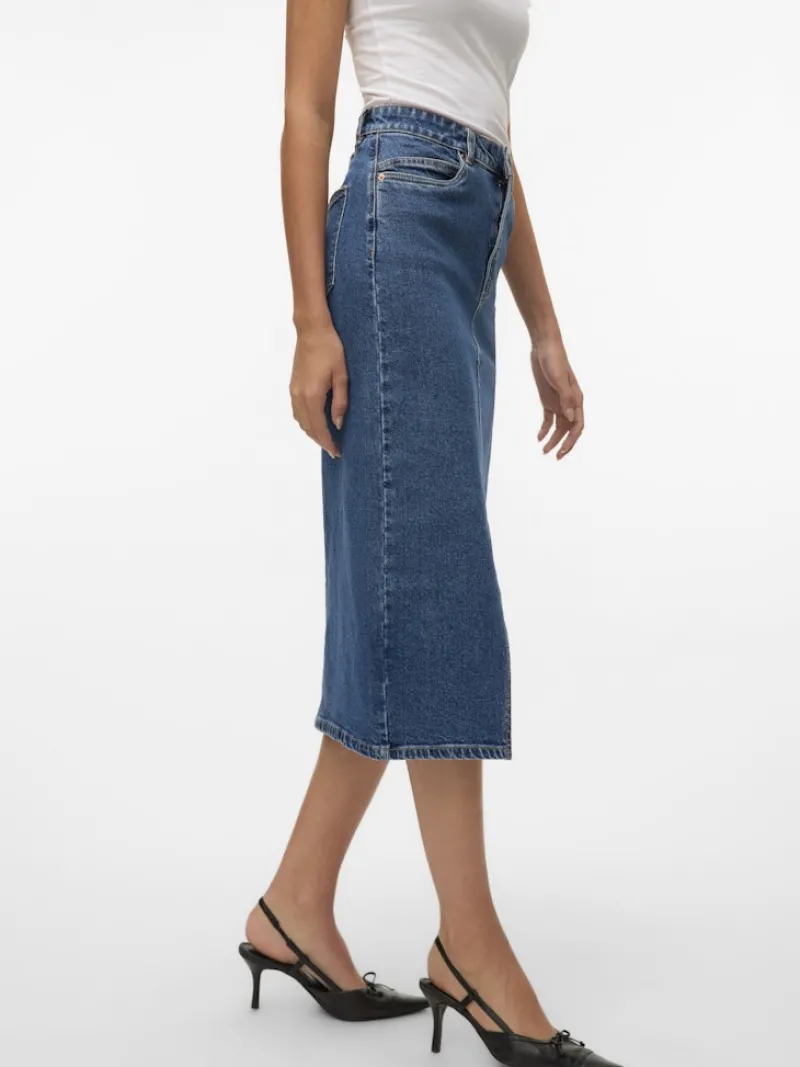 Vero Moda Röcke*VMVERI HR CALF DENIM SKIRT GA MIX NOOS Medium Blue Denim