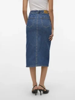 Vero Moda Röcke*VMVERI HR CALF DENIM SKIRT GA MIX NOOS Medium Blue Denim