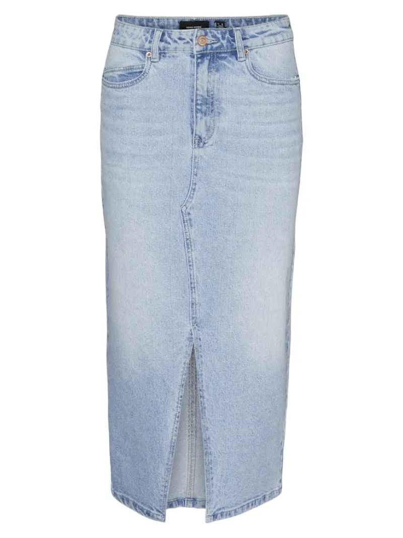 Vero Moda Röcke*VMVERI HR CALF DENIM SKIRT GA MIX NOOS Light Blue Denim