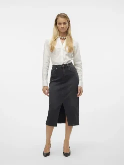 Vero Moda Röcke*VMVERI HR CALF DENIM SKIRT GA MIX NOOS Black