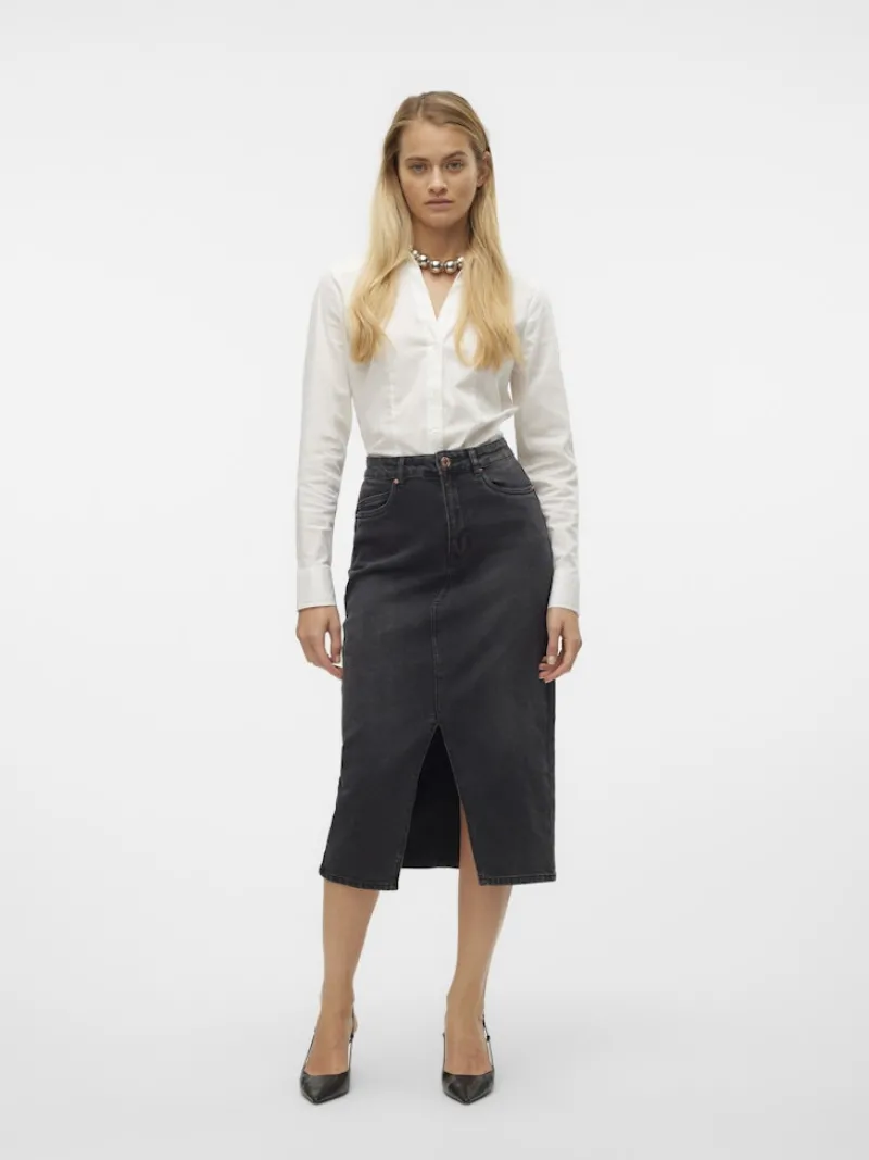 Vero Moda Röcke*VMVERI HR CALF DENIM SKIRT GA MIX NOOS Black