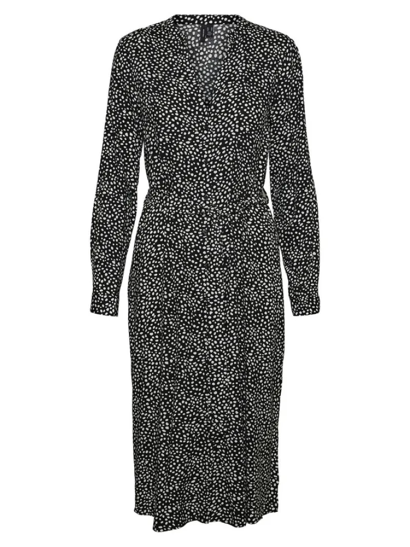 Vero Moda Kleider*VMVICA LS SHIRT CALF DRESS GA NOOS Black 1