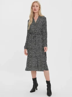 Vero Moda Kleider*VMVICA LS SHIRT CALF DRESS GA NOOS Black 1