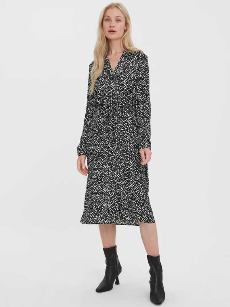 Vero Moda Kleider*VMVICA LS SHIRT CALF DRESS GA NOOS Black 1