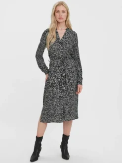 Vero Moda Kleider*VMVICA LS SHIRT CALF DRESS GA NOOS Black 1