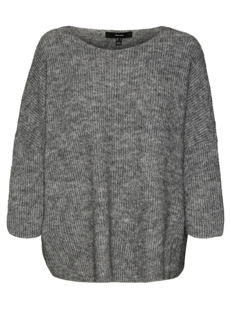 Vero Moda Pullover & Sweatshirts*VMVIGGARIB 3/4 BOATNECK BLOUSE GA Medium Grey Melange