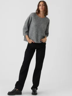 Vero Moda Pullover & Sweatshirts*VMVIGGARIB 3/4 BOATNECK BLOUSE GA Medium Grey Melange