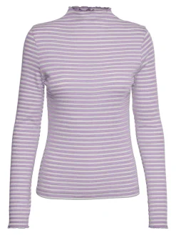 Vero Moda Shirts*VMVIO L/S HIGH NECK STRIP BLOUSE NOOS Lavendula-SNOW WHIT