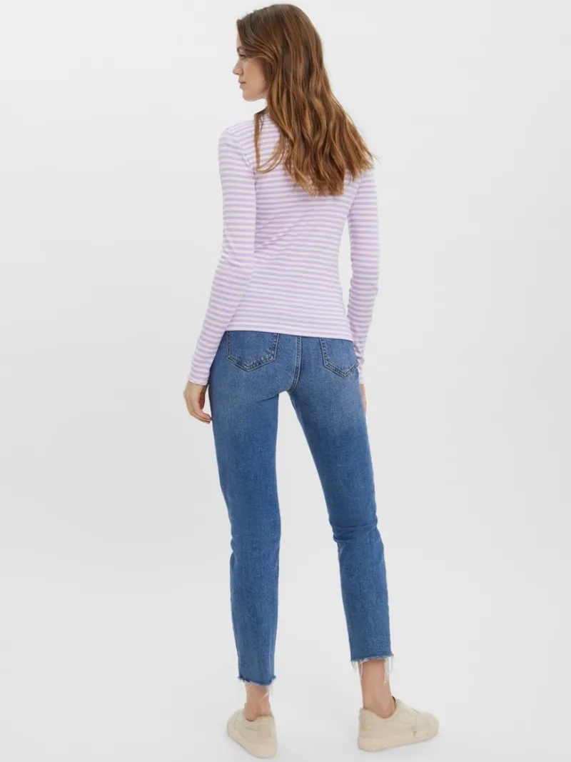 Vero Moda Shirts*VMVIO L/S HIGH NECK STRIP BLOUSE NOOS Lavendula-SNOW WHIT