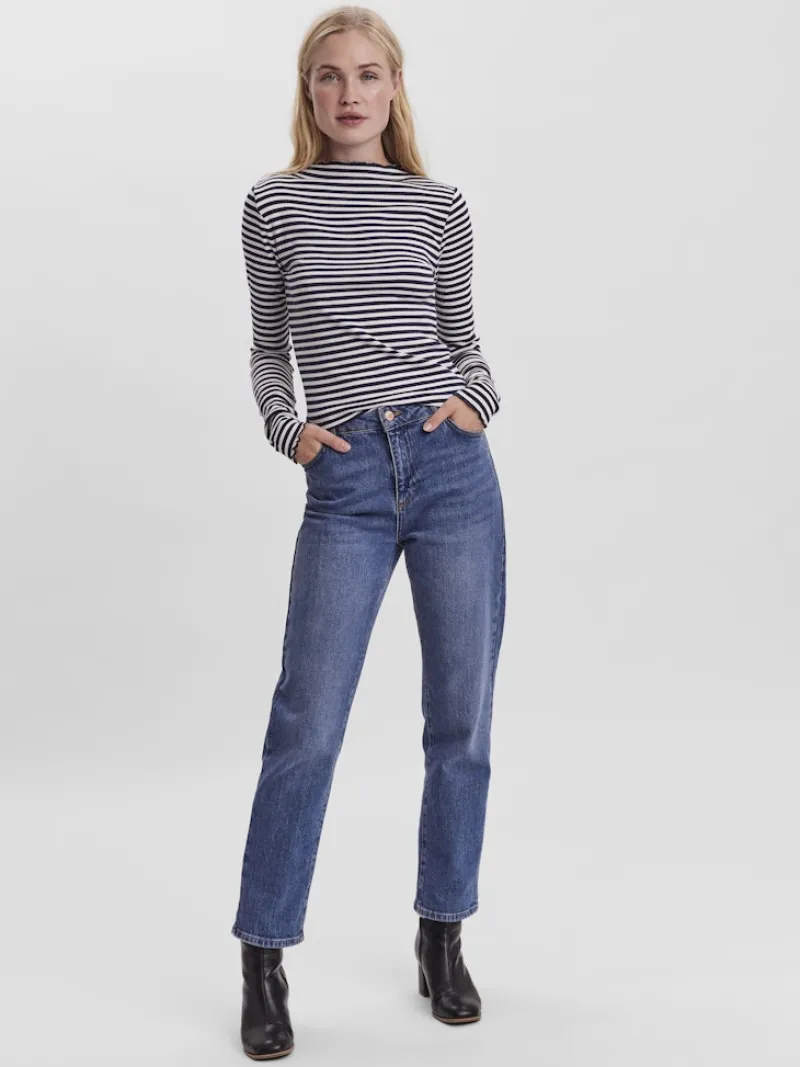 Vero Moda Shirts*VMVIO L/S HIGH NECK STRIP BLOUSE NOOS snow white 3