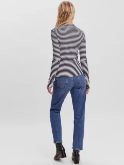 Vero Moda Shirts*VMVIO L/S HIGH NECK STRIP BLOUSE NOOS snow white 3