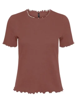 Vero Moda Shirts*VMVIRANA S/S RIB TOP EXP PI mahogany