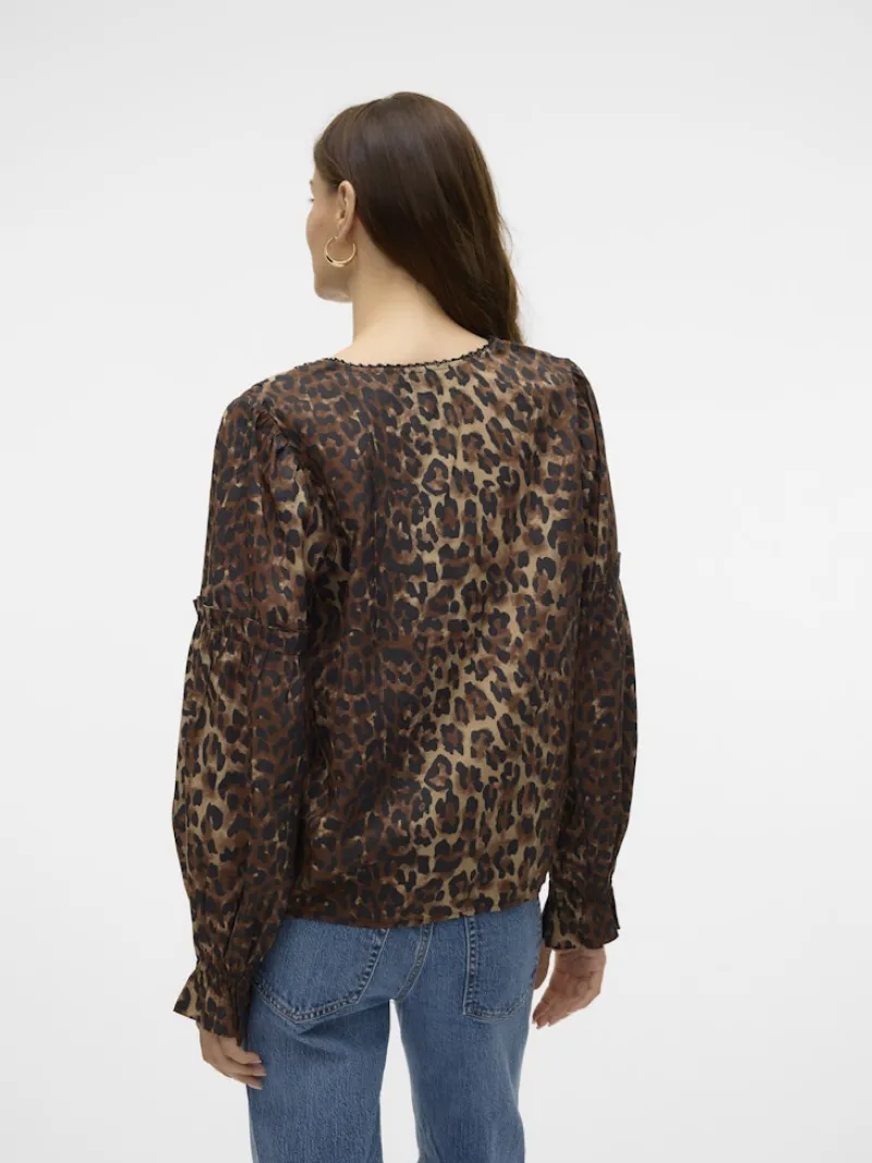 Vero Moda Blusen*VMWILD LS V-NECK TOP WVN FAW EXP tigers eye