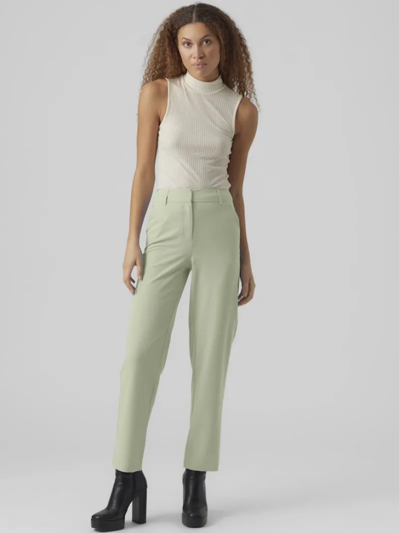 Vero Moda Hosen*VMZELDA HW STRAIGHT PANT BOO grün2