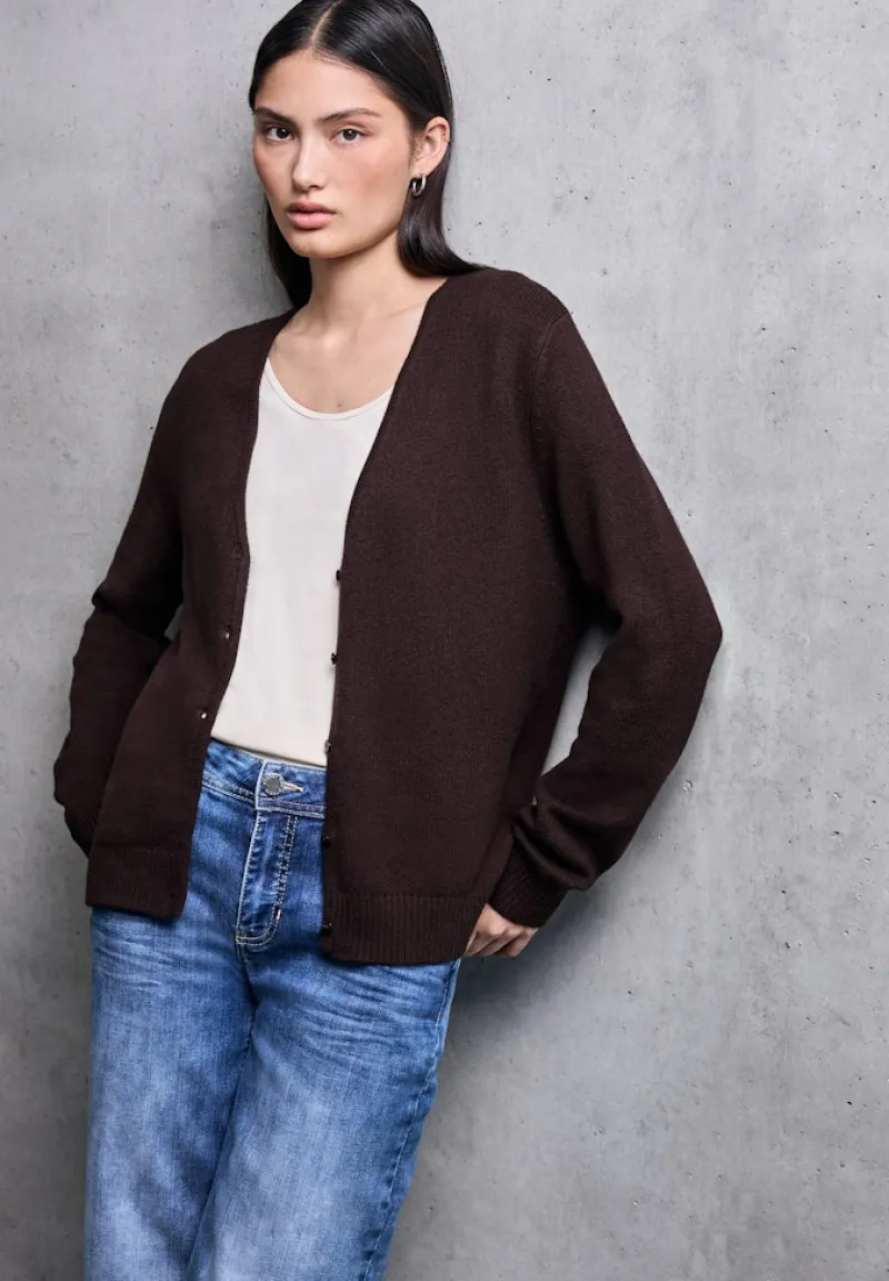 STREET ONE STUDIO Pullover & Sweatshirts*V-Neck Cardigan velvet wine