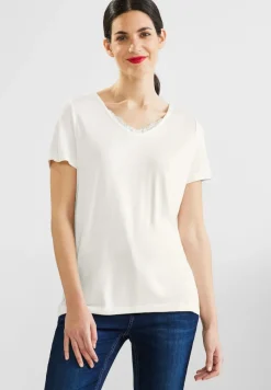 Street One Shirts*V-Neck Shirt mit Spitze off white