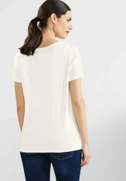 Street One Shirts*V-Neck Shirt mit Spitze off white