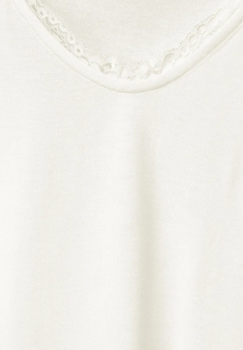 Street One Shirts*V-Neck Shirt mit Spitze off white