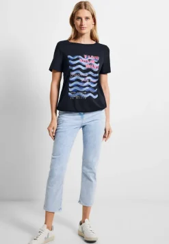 Cecil Shirts*Wave Fotoprint Shirt deep blue