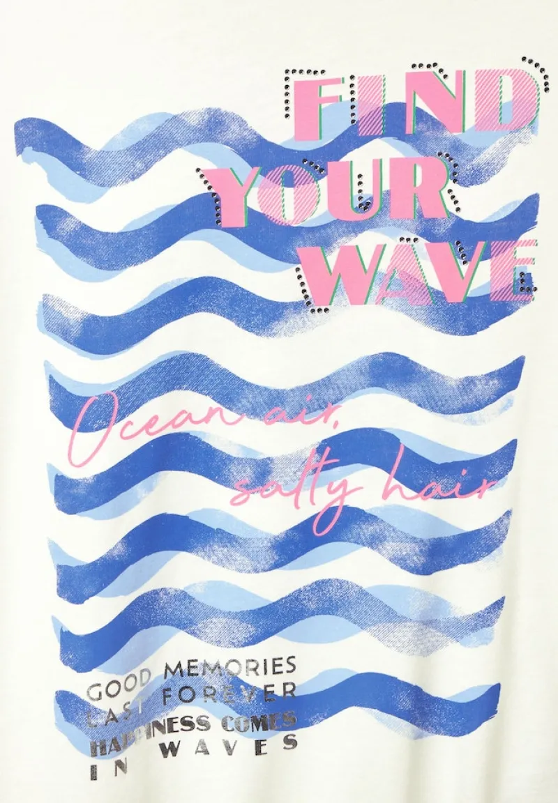 Cecil Shirts*Wave Fotoprint Shirt vanilla white