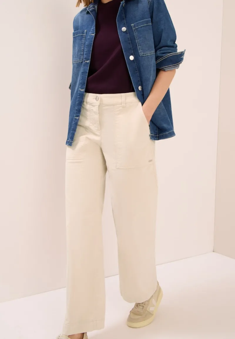Cecil Hosen*Wide Leg Cordhose oat milk beige