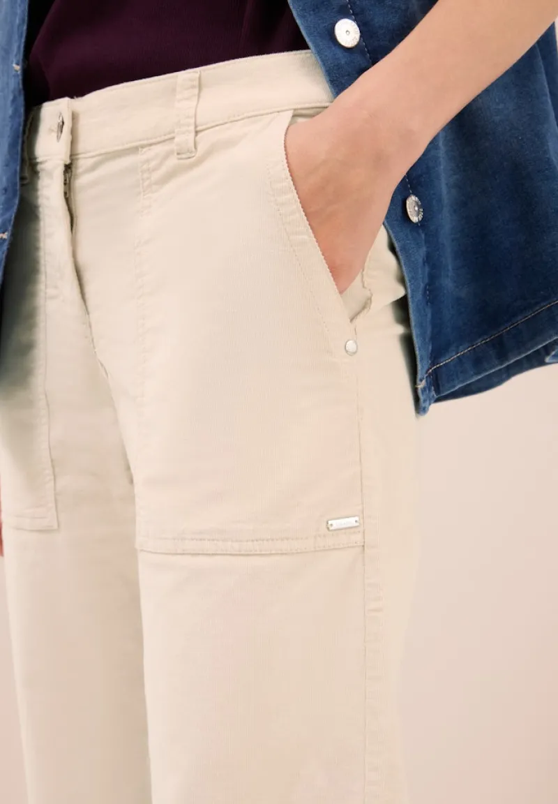 Cecil Hosen*Wide Leg Cordhose oat milk beige