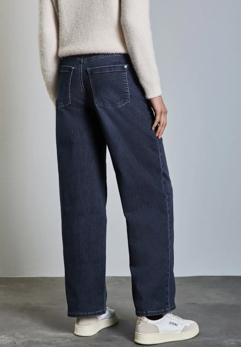 Street One Jeans*Wide Leg Jeans dark blue soft wash