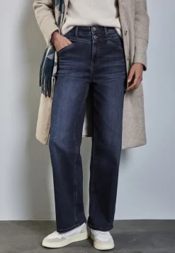 Street One Jeans*Wide Leg Jeans dark blue soft wash