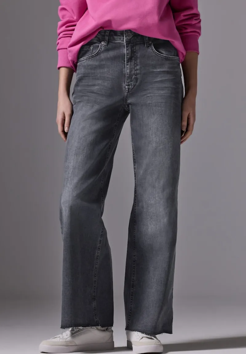 STREET ONE STUDIO Jeans*Wide Leg Jeans dark grey soft washed