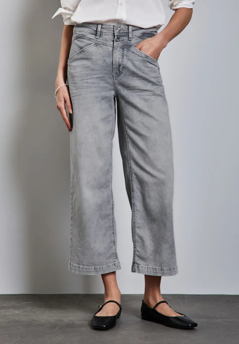 Street One Shorts*Wide Leg Jeans ice grey wash