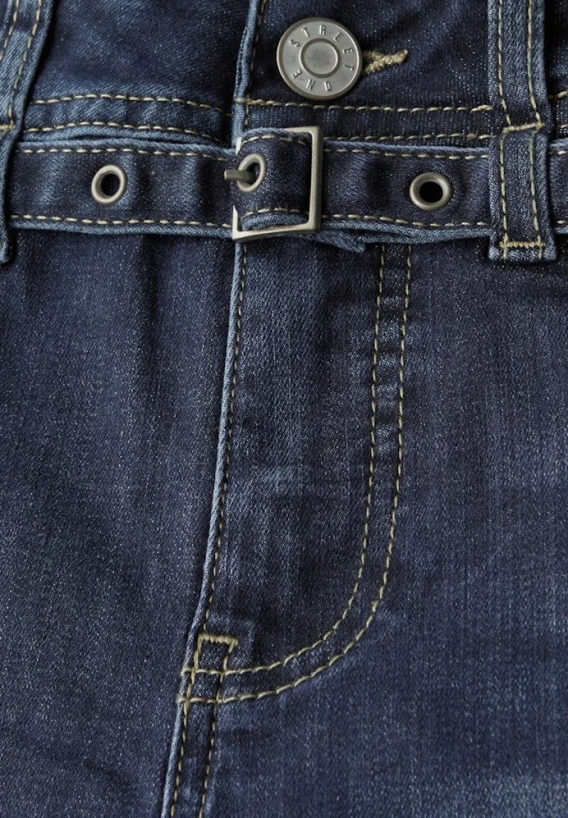 Street One Jeans*Wide Leg Jeans mit Gürtel dark blue washed