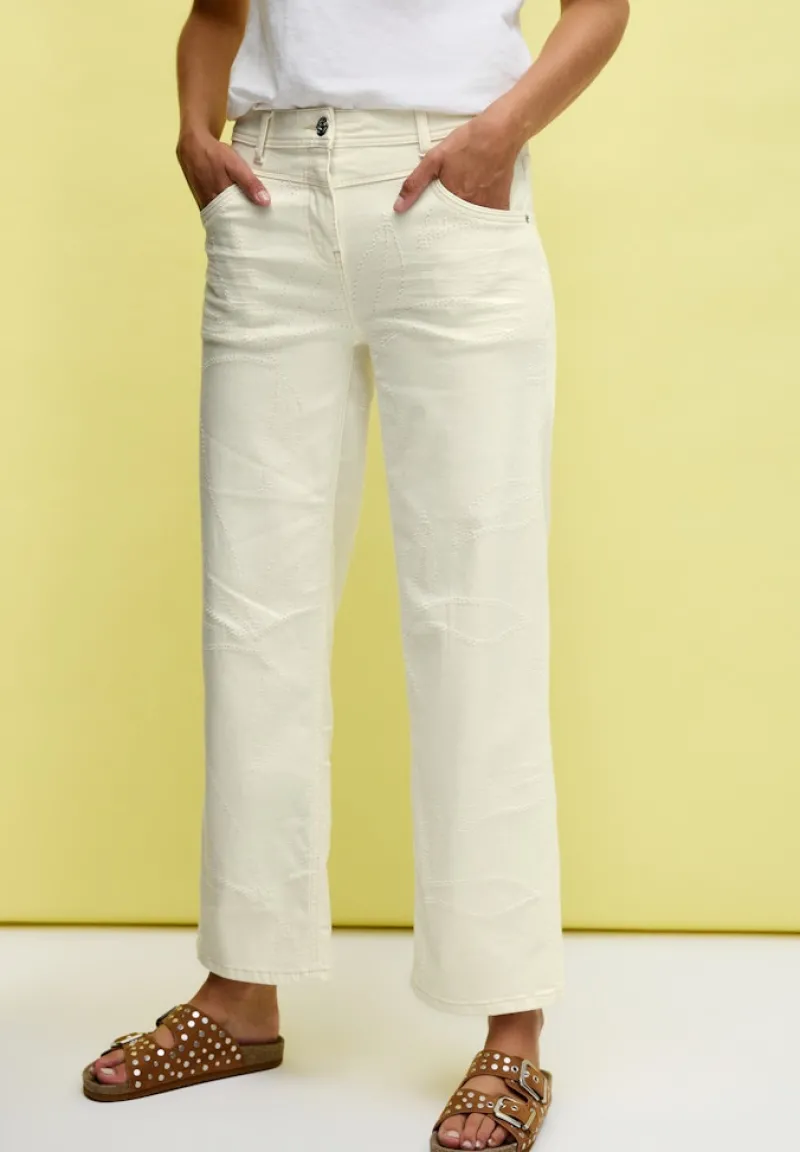 Cecil Jeans*Wide Leg Jeans mit Muster light beige