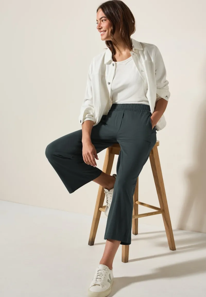 Cecil Shorts*Wide Leg Jersey-Hose slate khaki