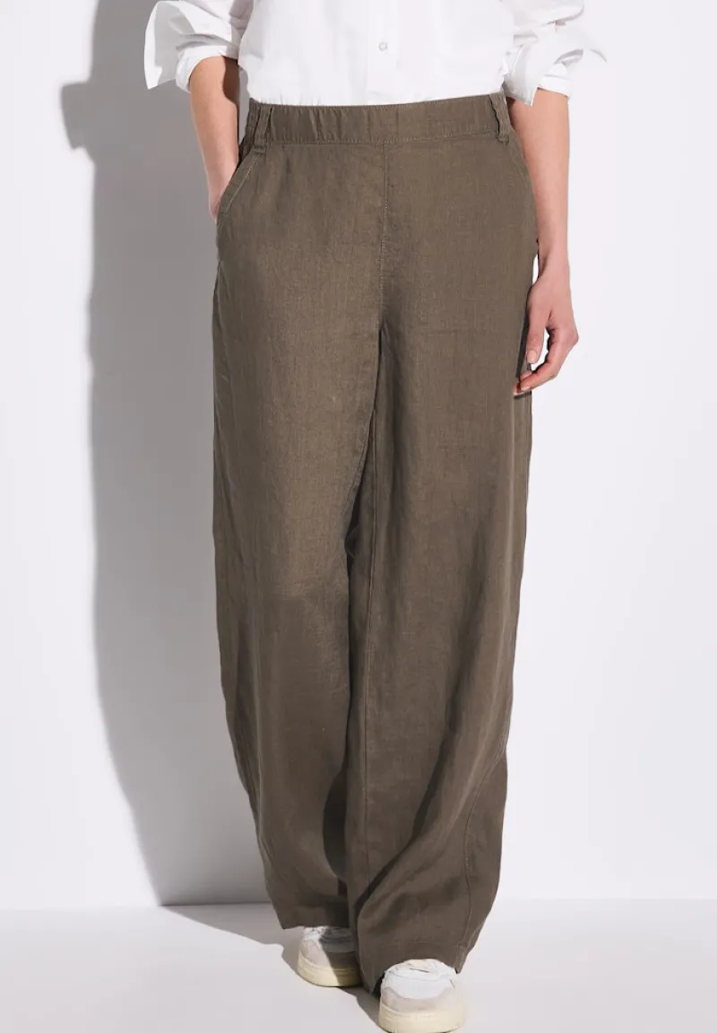 Street One Hosen*Wide Leg Leinenhose acron brown