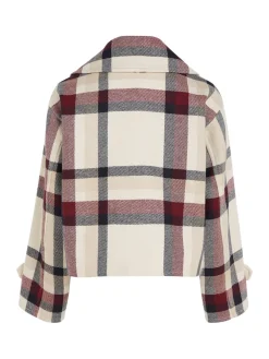 Tommy Hilfiger Jacken*WOOL BLEND CHECK PEACOAT twill g stp check l- ecru