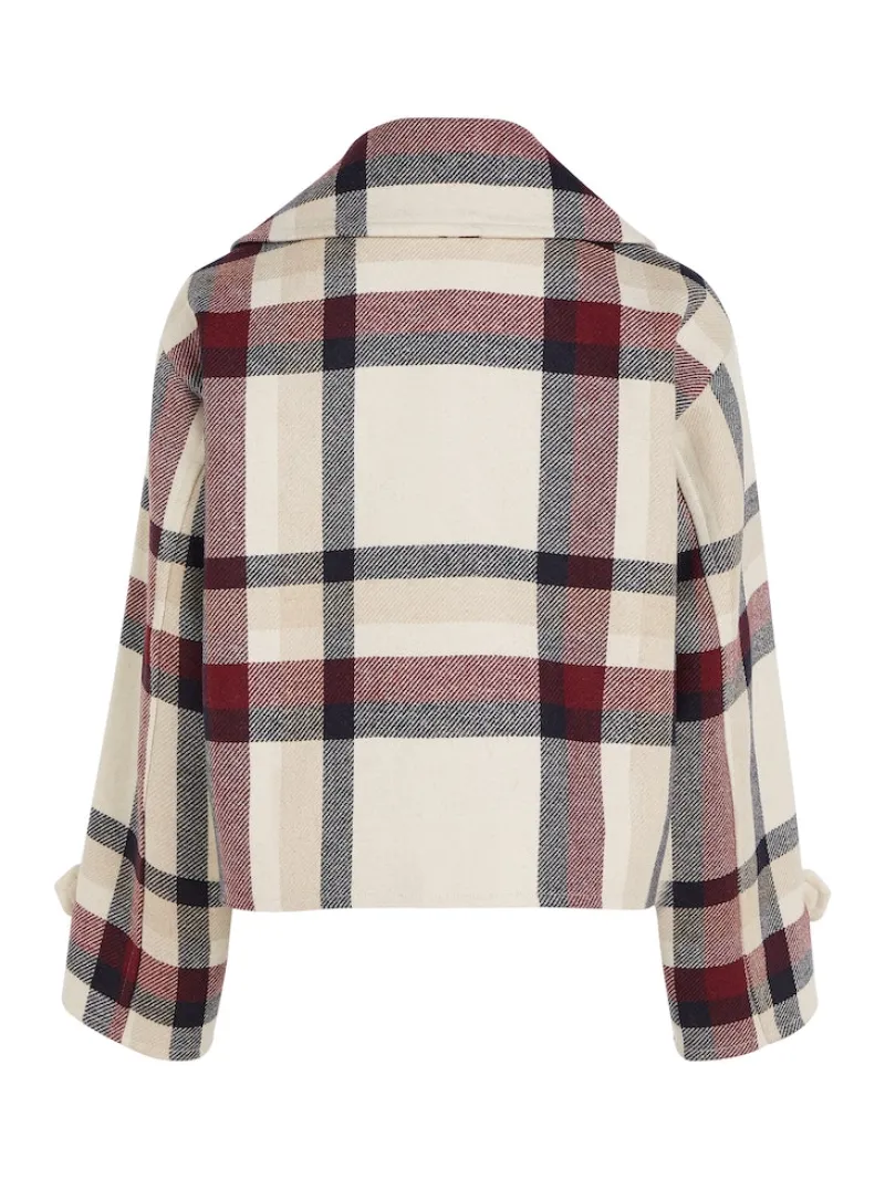 Tommy Hilfiger Jacken*WOOL BLEND CHECK PEACOAT twill g stp check l- ecru