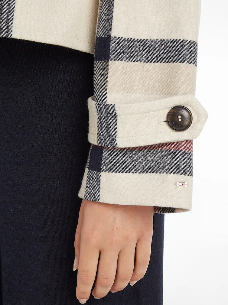 Tommy Hilfiger Jacken*WOOL BLEND CHECK PEACOAT twill g stp check l- ecru