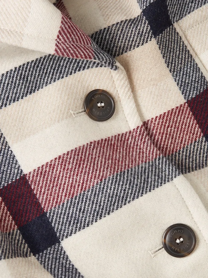 Tommy Hilfiger Jacken*WOOL BLEND CHECK PEACOAT twill g stp check l- ecru
