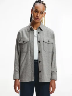 Tommy Hilfiger Jacken*WOOL BLEND SHACKET ice grey heather